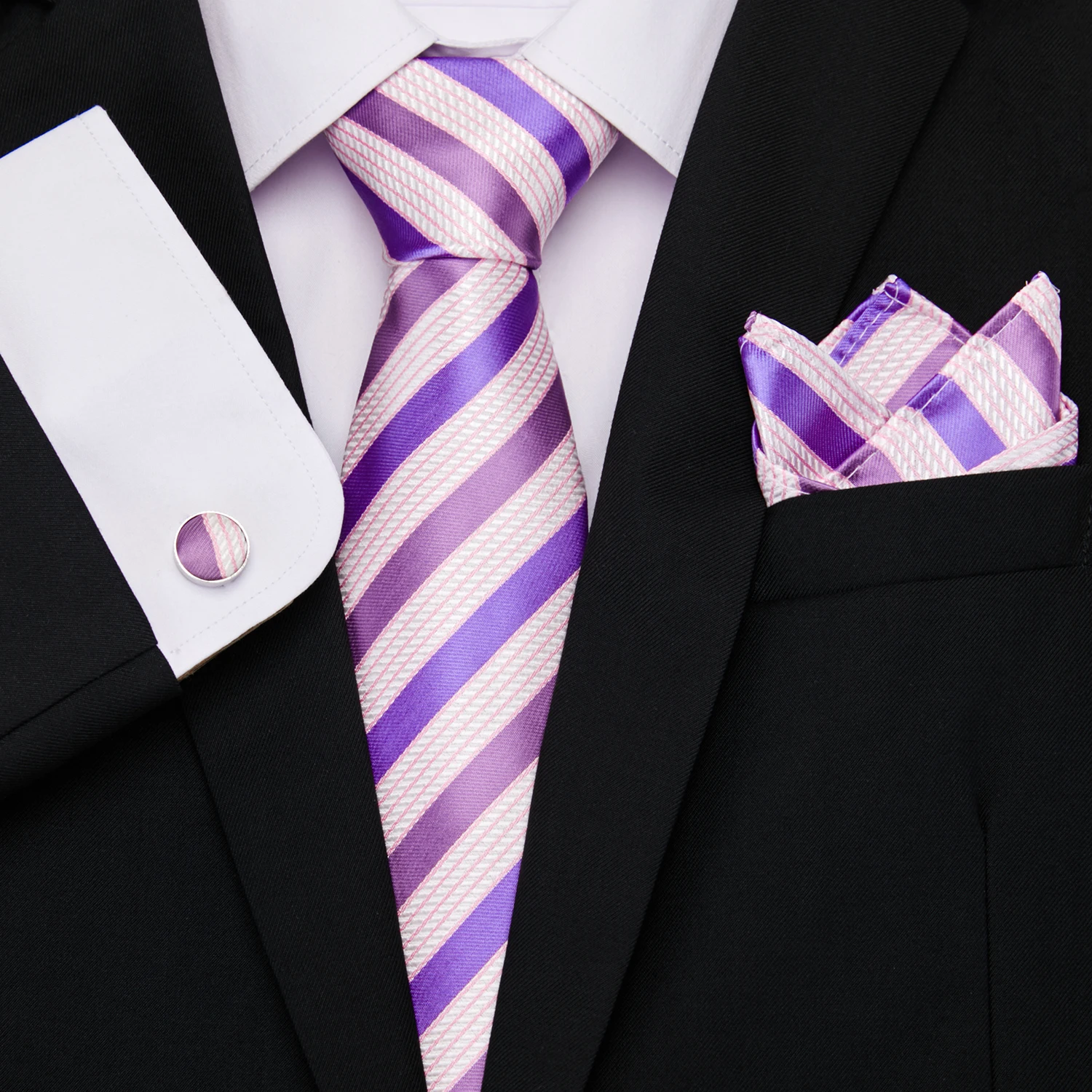 8cm New high-quality men's ties gravatas dos homens tie set ties for men Pink striped neckties gift box packing