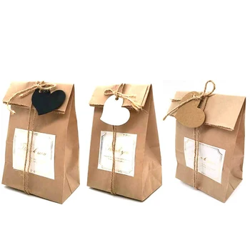 

Christmas kraft paper bag linen gift box DIY 15-piece gift paper bag sticker Christmas candy food biscuit wrapping paper bag
