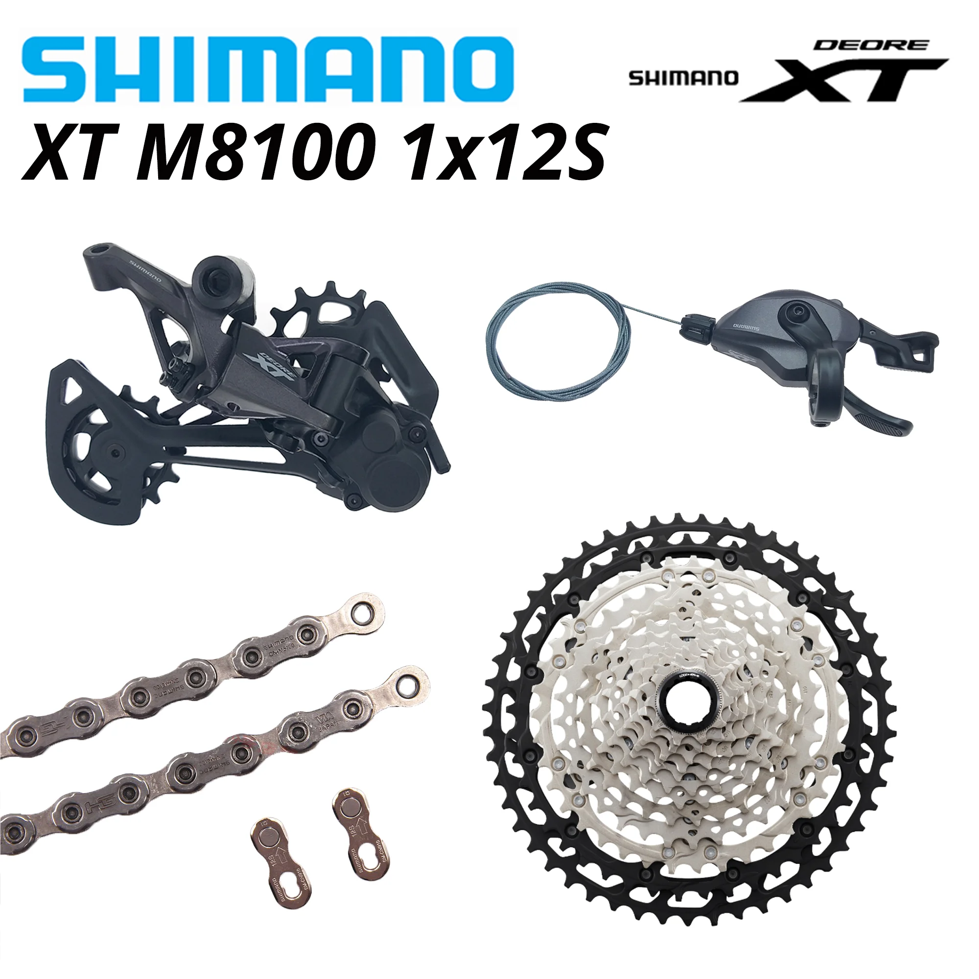 Shimano desviadores de velocidad Deore XT M8100, grupo de 12 velocidades,  palanca de cambio, cadena CN trasera, cadena de Cassette 12 s 12V 45t 10  51T|Desviador de bicicleta| - AliExpress