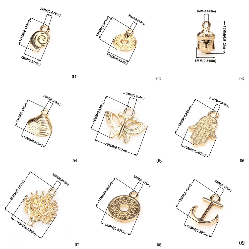 

Olingart 12 PCS/lot KC Gold Mixed Charms Pendants Zinc alloy material DIY Necklace Bracelets Earrings Jewelry Making