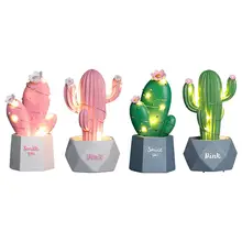 3D кактус светодиодный Романтический Настольный светильник зеленый розовый лампочка праздничное освещение ночные светильники для детской спальни украшение комнаты