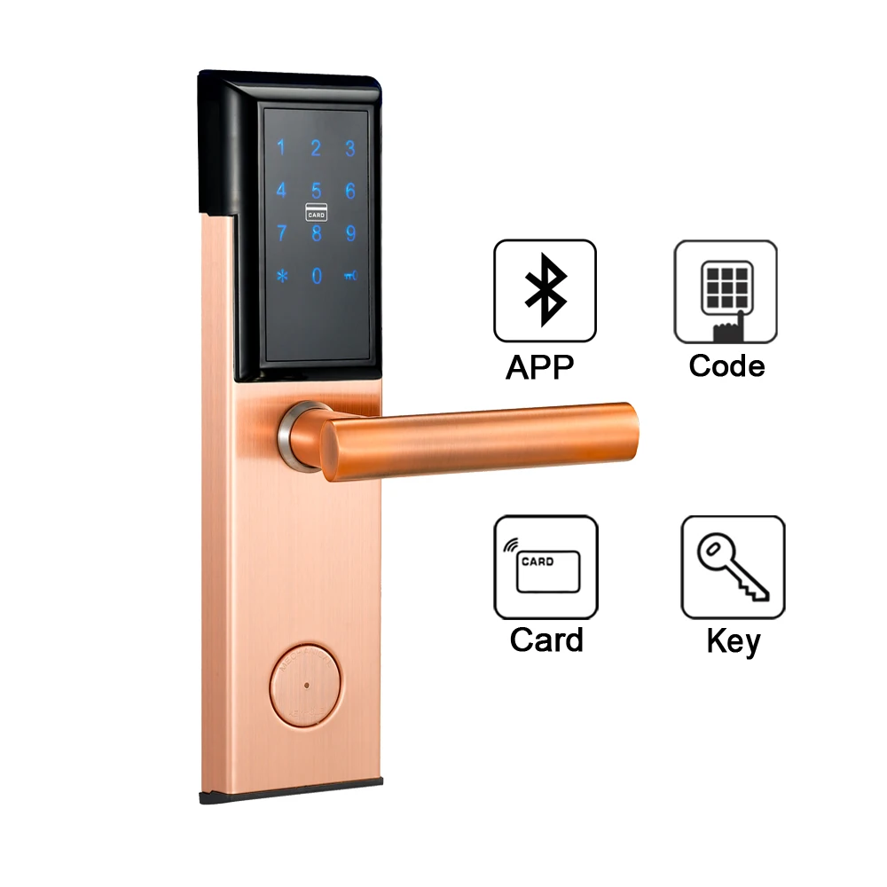 red bronze Bluetooth пароль дверной замок, безопасность Умный Замок с WiFi приложение Пароль RFID разблокировка, дверной замок электронный гостиницы - Цвет: red bronze
