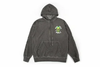 

2019fw ARNODEFRANCE Skull Printed Vintage Distressed Men Hoodies Sweatshirts Hiphop Streetwear Oversized Men Hoodie Pullover