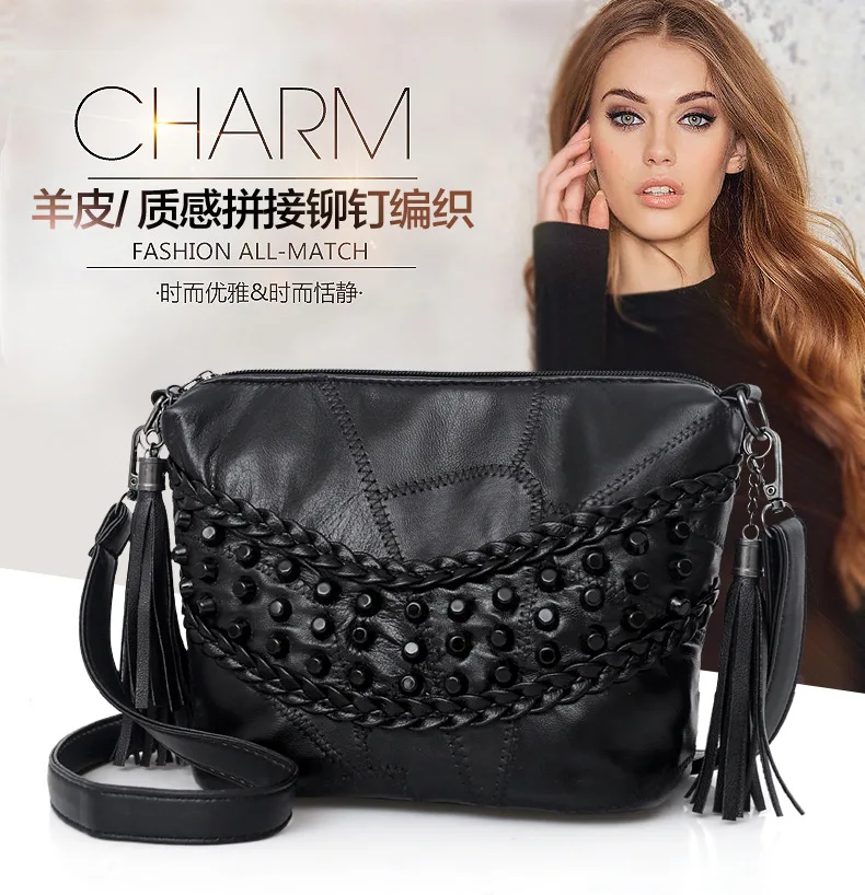 

Fashion WOMEN'S Leather Bags 2019 New Style Sheepskin Bucket Bag Europe And America Hand Shoulder Bag Women's Large Shoulder Bag