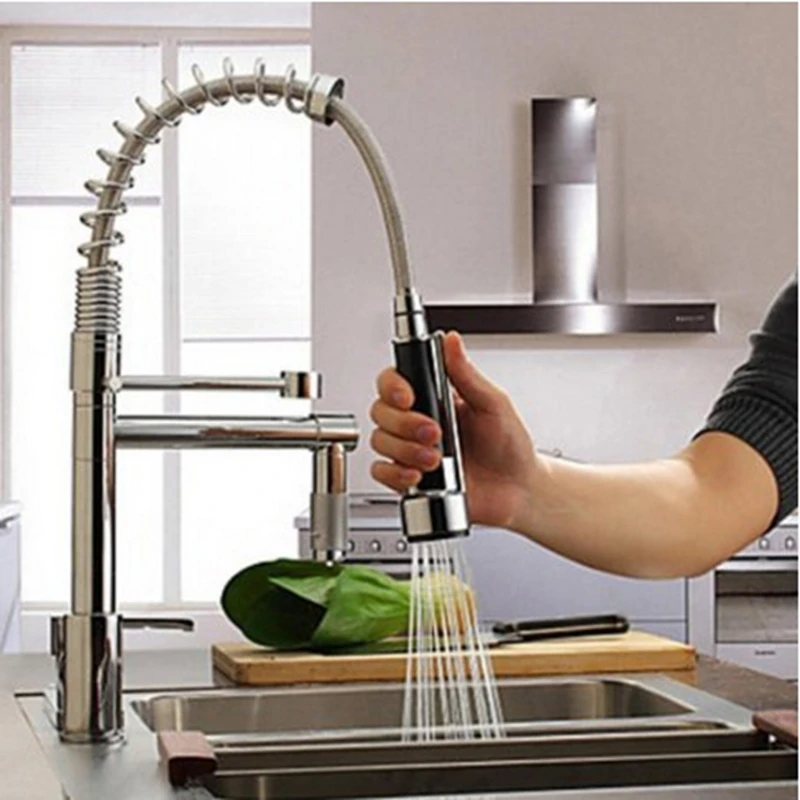  Uythner Chrome Brass Basin Kitchen Faucet Vessel Sink Mixer Tap Spring Dual Swivel Spouts Sink Mixe - 4000186989076