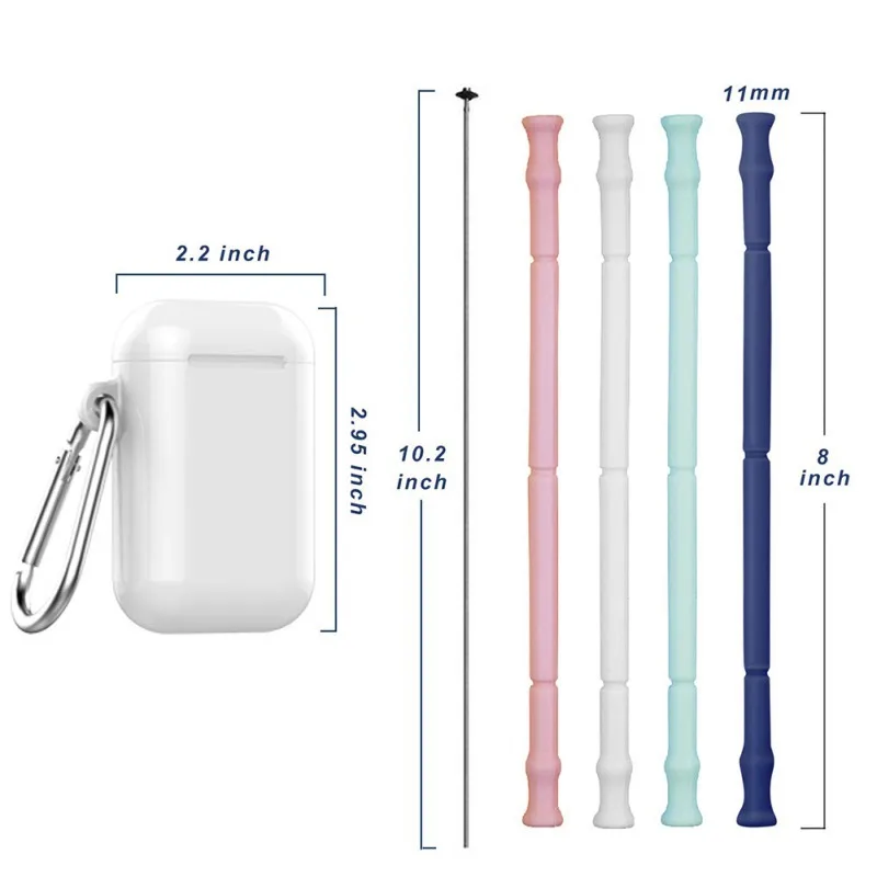 Складная воронка Складная Силиконовая трубочка Складные Многоразовые питьевой соломы с переносной чехол и Чистящая Щетка для путешествий Офис