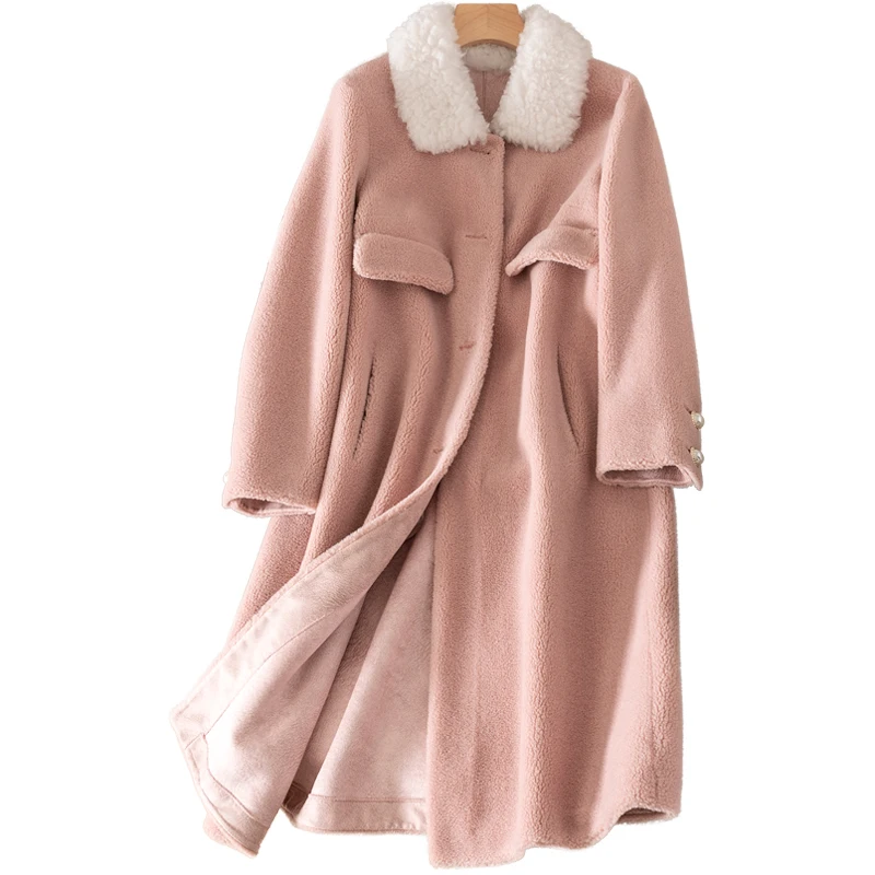 

Real Fur Coat Wool Jacket Autumn Winter Coat Women Clothes 2019 Korean Vintage Sheep Shearling Suede Lining Women Tops ZT3899