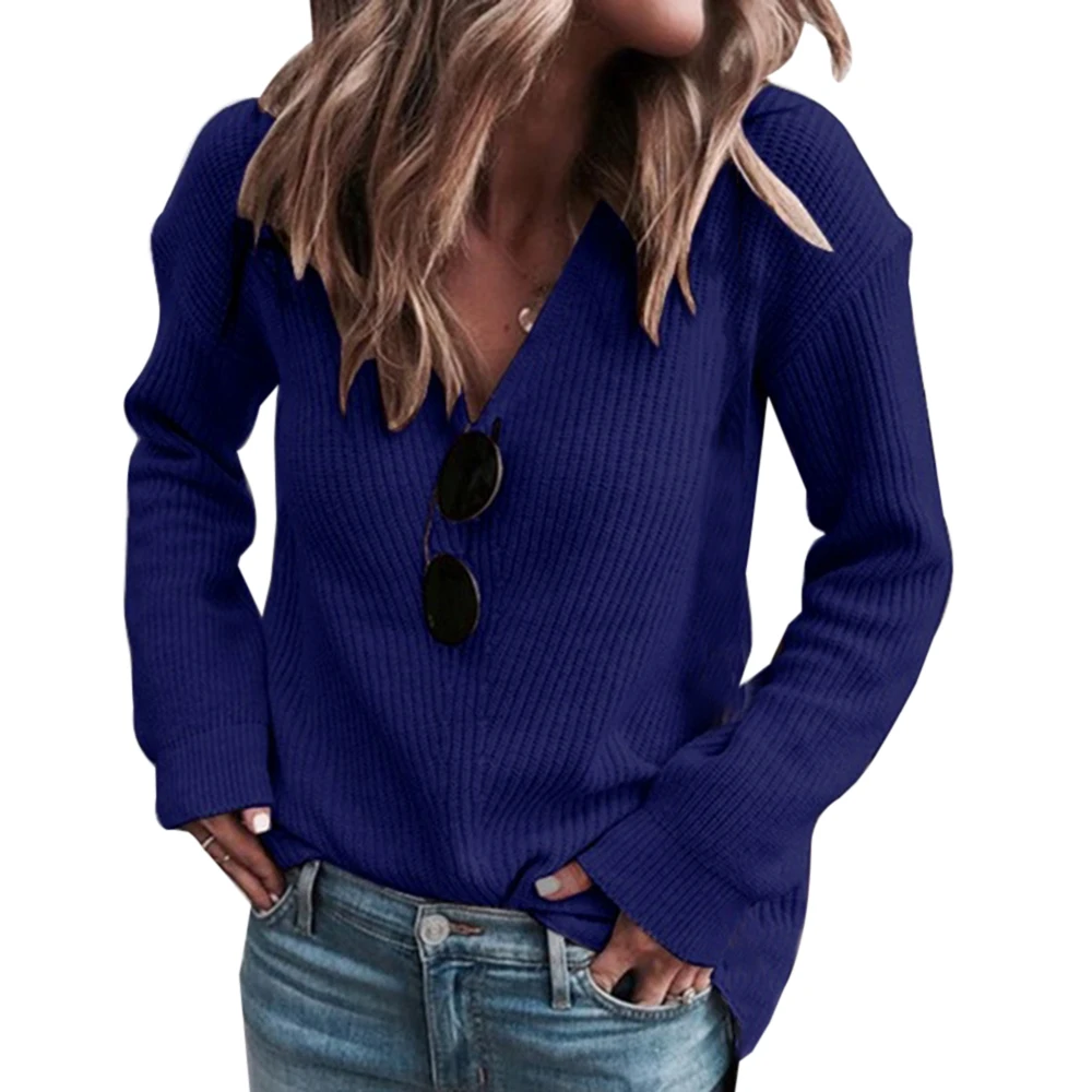 MoneRffi, вязаный женский свитер,, зима, осень, Повседневный, v-образный вырез, Женский пуловер, свитер с длинным рукавом, зеленый, черный, розовый, джемпер, Mujer - Цвет: blue