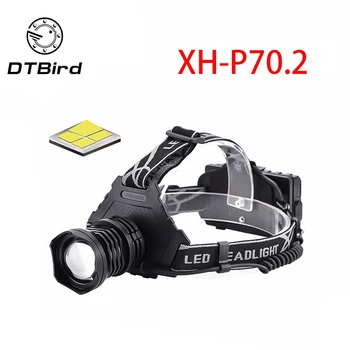 

New P70 dimmer lamp waterproof flashlight strong headlight USB charging red light warning telescopic dimmer outdoor headlight.