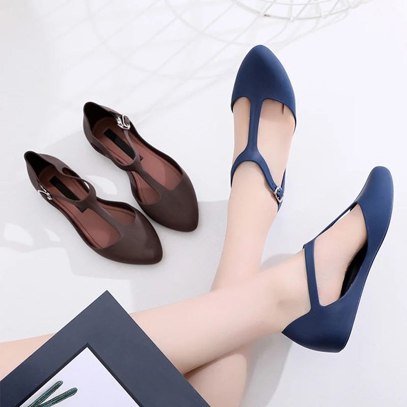 women's flat jelly sandals