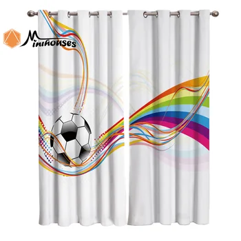 

Sporty Football Colors Curtains Window Living Room Curtains Kitchen Indoor Window High Blackout Curtain