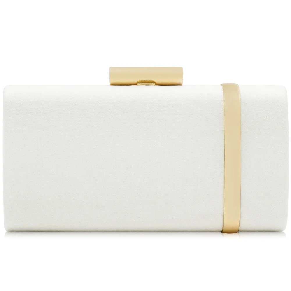 Milisente, Женская одноцветная Сумочка, золотая металлическая застёжка, женская вечерняя сумочка, простой элегантный дизайн, женский клатч, сумки на плечо, Свадебный Кошелек - Цвет: White