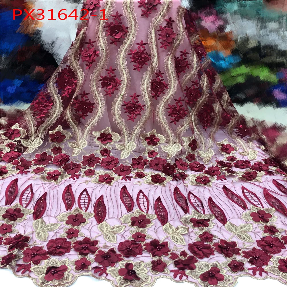 Гуанчжоу горячая распродажа Новое поступление розовый и золотой вышивка Африканский Французский кружевной ткани 5 ярдов вечерние ткани