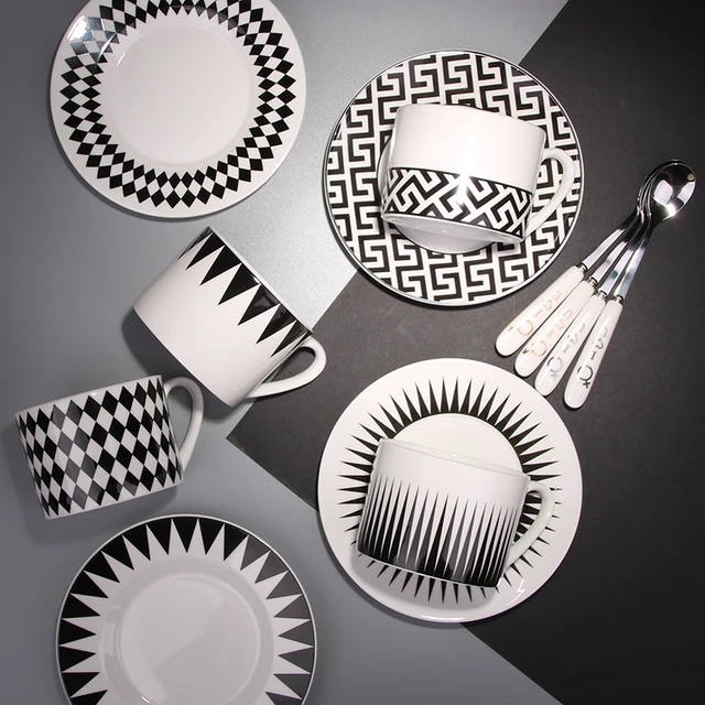 Monochrome Teacup and Saucer Collection - Mini Polka 5