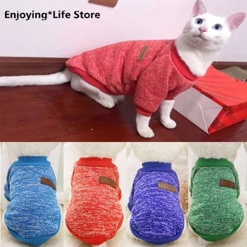 

Classic Autumn Winter Warm Cat Clothes Fashion Pet Clothes Small Cat Sweater Kitten Top Clothes Outfit-10 Colors