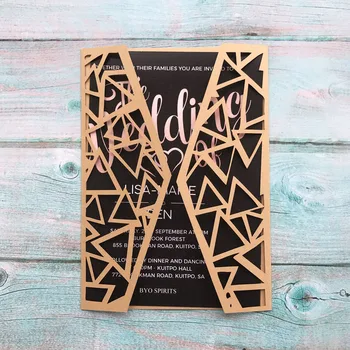 

To Friends 30pcs Newest Trilateral Pattern Laser Cut Wedding Invitations Customize Invitation Cards