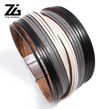 ZG, новинка, золотые кожаные браслеты для женщин, золотой, серебряный цвет, несколько слоев, очаровательный браслет и браслет, вечерние, модные ювелирные изделия