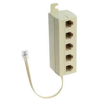

Telephone Splitter, 5 Way RJ11 6P4C 1 Male to 5 Female Converter Adaptor, Telephones Wall plate and Separator for Line Cords