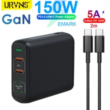 URVNS GaN 150W PD Quick Charge QC4.0 3.0 USB-C Charger Wall Travel Mobile Phone Adapter Fast Charger For iPhone Xiaomi Huawei