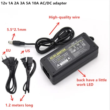 

AC DC Adapter DC 12v 2A 3A 5A 8A 10A 5.5*2.1 AC 110-220V Converter Adapter Charger Power Supply EU Plug US plug Black Wholesale