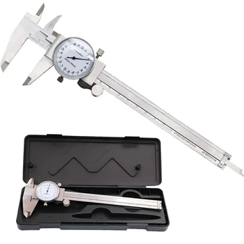 

Vernier Caliper 150mm Stainless Steel Dial Caliper Analog Precision Measuring Tools Height Depth Gauge Micrometer With Box