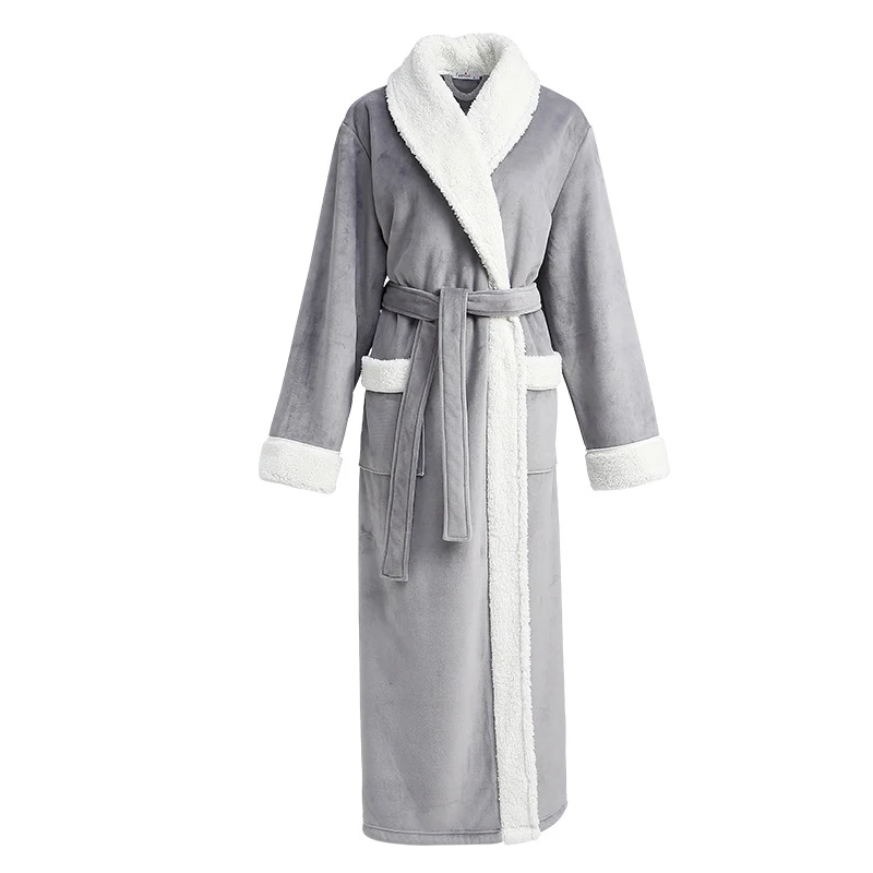 Aolamegs Bathrobe Solid Color Flannel Gown Long Homewear Soft Warm Robe Advanced Baggy Pregnant Cozy Sleepwear Couple Pajamas Aolamegs Bathrobe Solid Color Flannel Gown Long Homewear Soft Warm Robe Advanced Baggy Pregnant Cozy Sleepwear Couple Pajamas