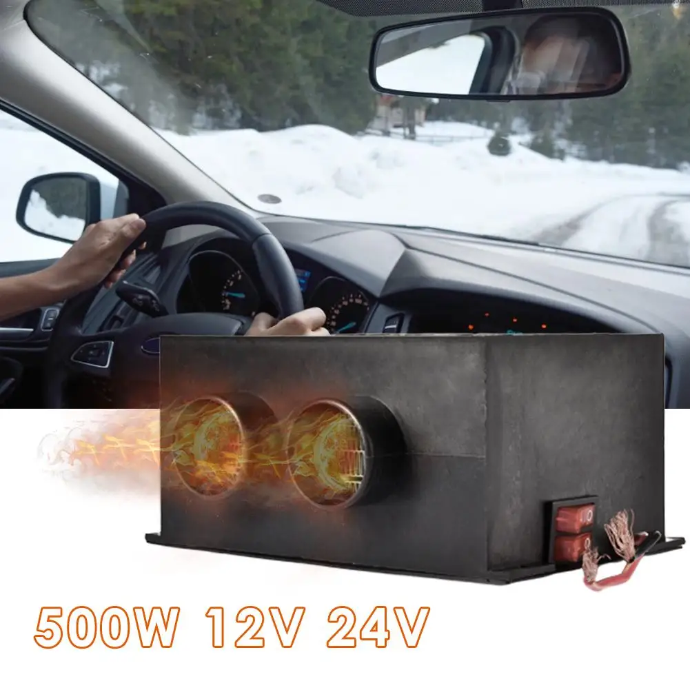 500W 12V 24V двойное отверстие автомобильного обогревателя Мороз снятия нагрева обогревателя автомобиля