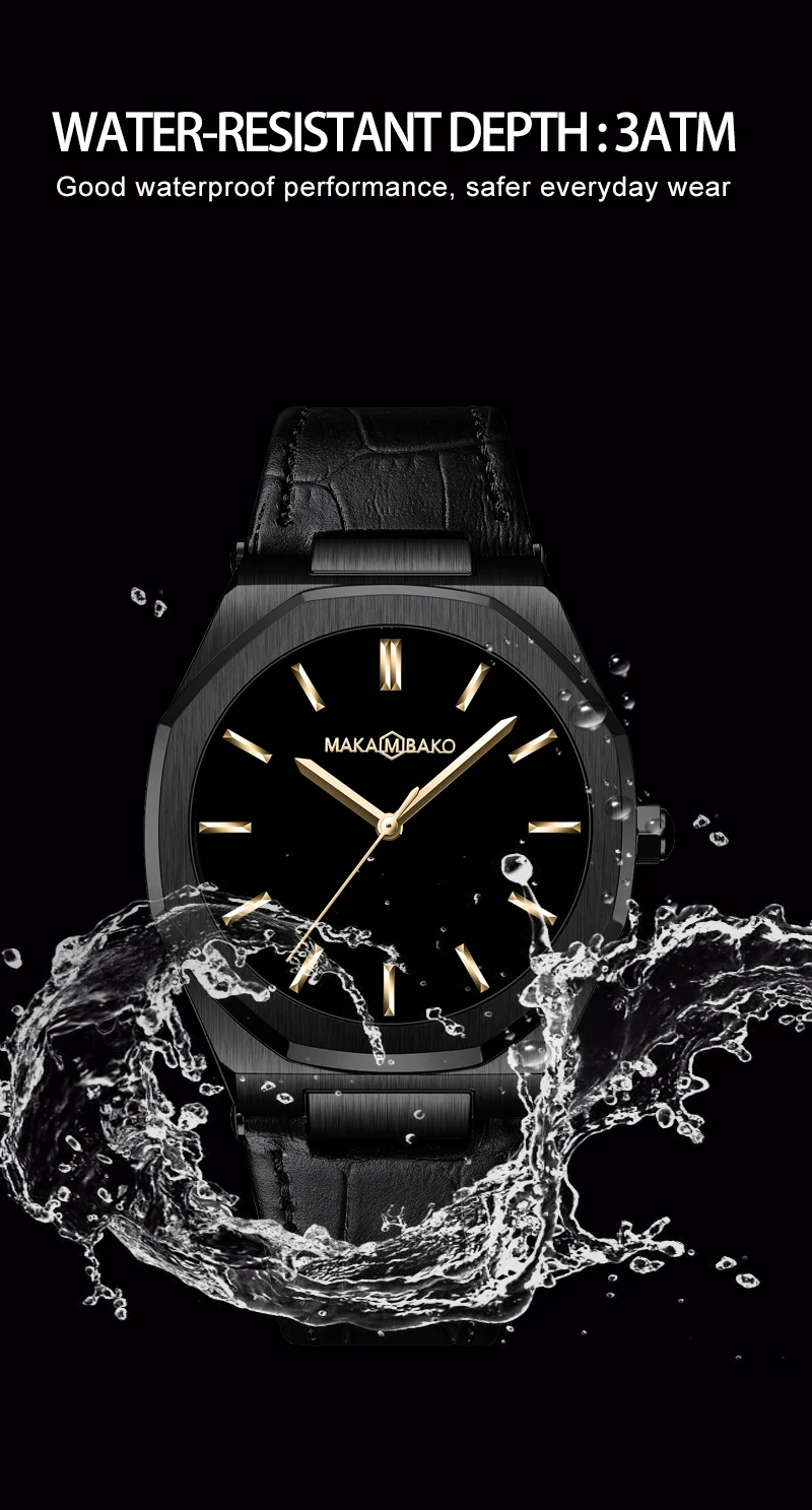 2021 New Luxury Genuine Leather Band Business Men's Quartz Watches Waterproof Creative All Black Dial Brand Male's Wristwatch