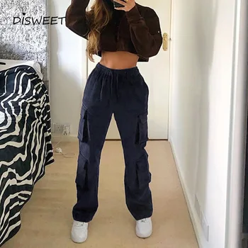 

Autumn Tether Straight Pants Women Harajuku Fashion Loose Ladies Wide Leg Pants Casual Solid Pocket High Waist Trousers Woman