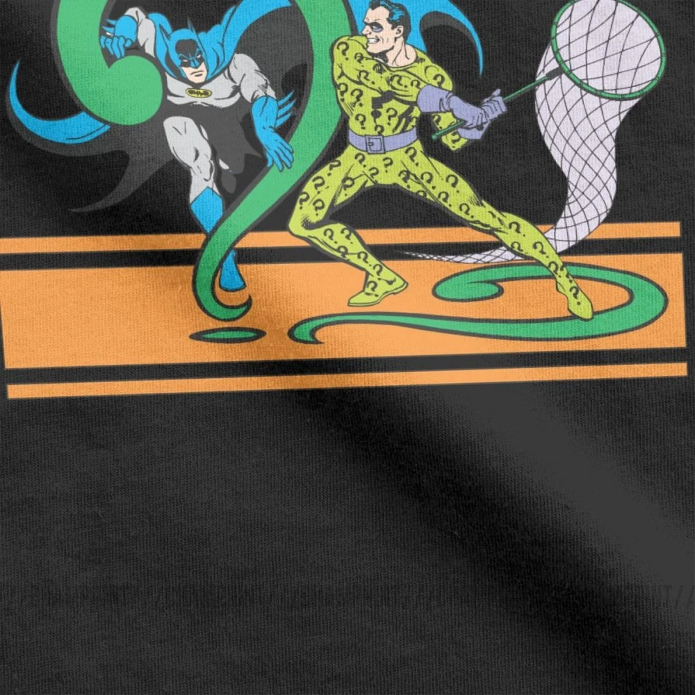 2019 Fashion Batman Fights Riddler T-Shirt Men Round Collar 100% Cotton T Shirts Short Sleeve Tees Original Clothes