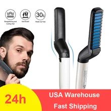 

Beard Straightener For Men Heating Comb Straightener Quick Beard Comb Straight Curling Electric Hot Beard Styling Brush
