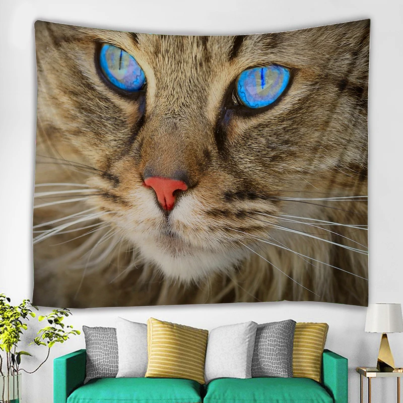 

Beautiful cat's eye wall hanging witchcraft Hebrew ain astrology psychedelic moon goat boho decoration home divination tapestry