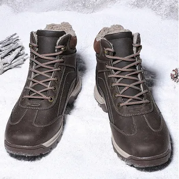 

Warm Winter Snow Boots Men Shoes 2019 High Quality Lace-up Anti-slip Hiking Men Boots Solid Casual Shoes Men Ankle Boots
