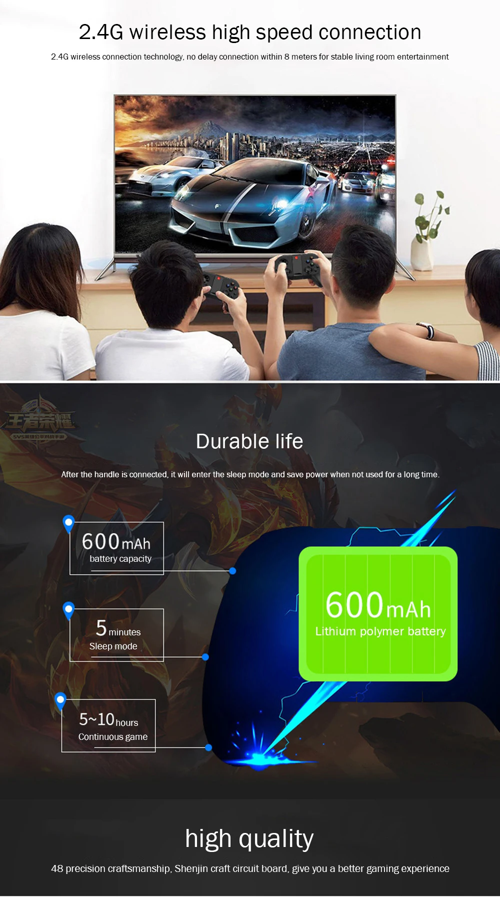 Беспроводной джойстик геймпад игровой контроллер Bluetooth BT4.0 джойстик для мобильного телефона планшета ТВ коробка держатель для IOS/Android/PC/PS3