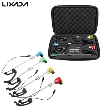 

4Pcs/set Lixada LED Wireless Fishing Alarm Swinger Hanger Illuminated Set Bell Tone Volume Carp Fishing Bite Alerts Kit Pesca