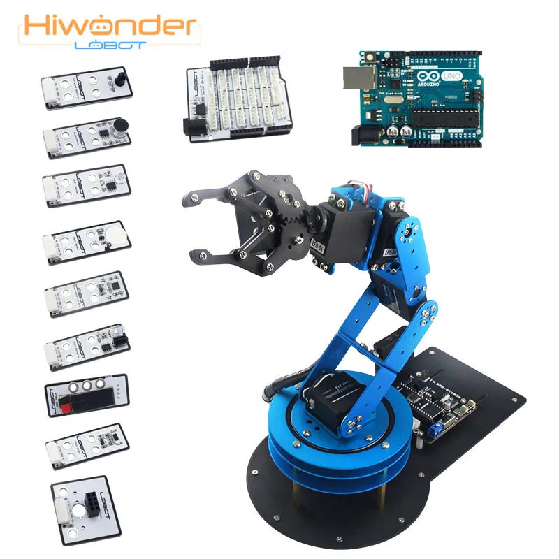 US $275.97 2019 LOBOT 6DOF Aluminum LeArm robotic arm Open source secondary develop MCU education robot