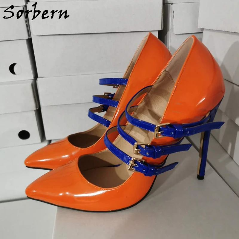 

Sorbern Orange Patent Mary Jane Ladies Pump High Heel Ol Stilettos Shoes 2020 Heels Prom Shoe Plus Size 12 New Party Shoes