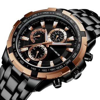 

Quartz Watch Three Eyes Six Hands Steel Band Fashion High-end Watch Men