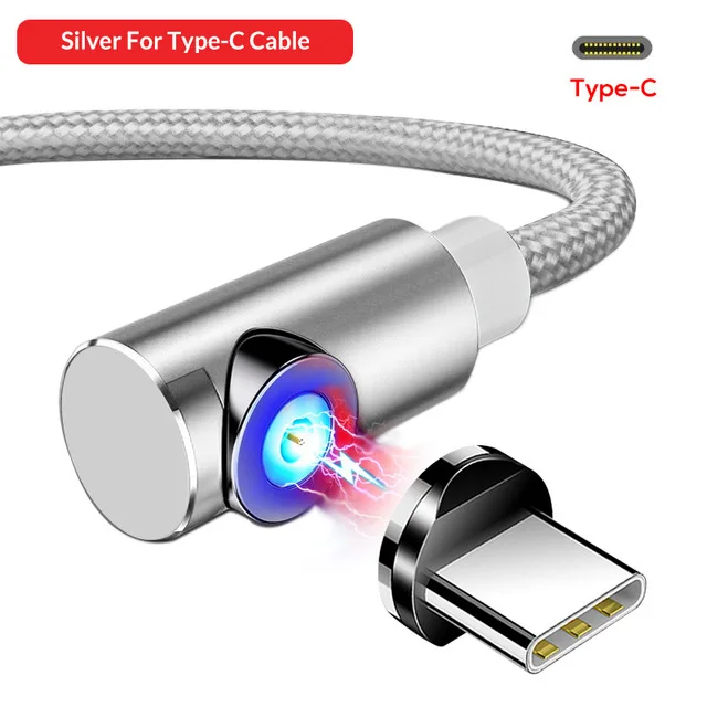 GTWIN Магнитный Micro USB кабель для iPhone 11 Max samsung S10 S9 Xiaomi usb type C Магнитный зарядный USB C кабель Шнур для мобильного телефона - Цвет: For Type C Silver