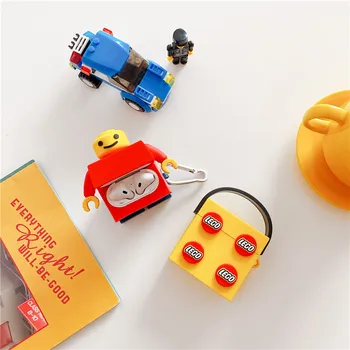 

New Cute Block Silicone Protection Bluetooth Wireless Earphone Case for Apple AirPods 1 2 Headset Headphones Case Cartoon Doll
