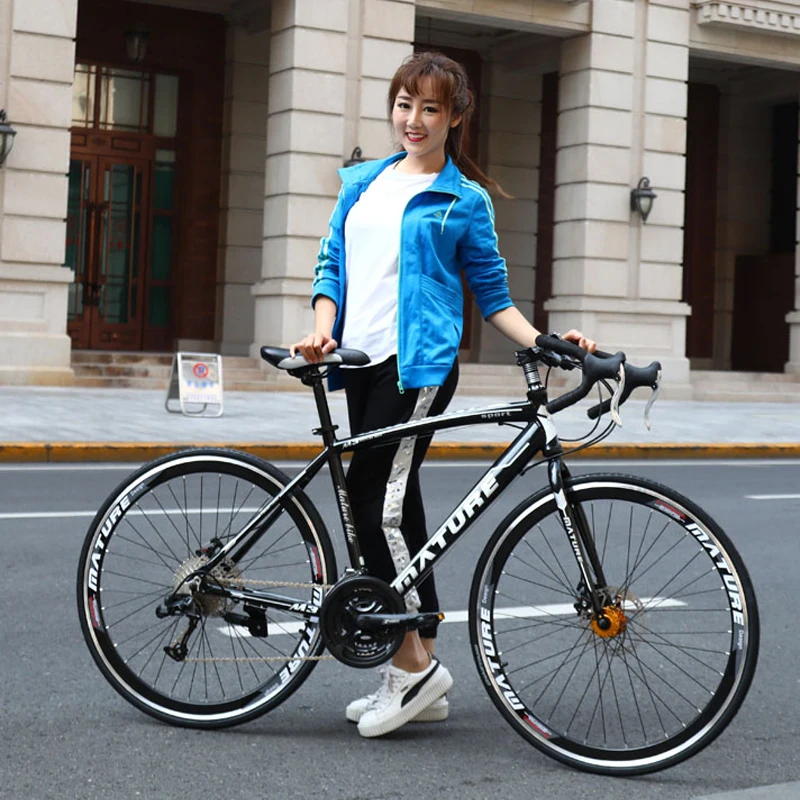 Дорожный велосипед из алюминиевого сплава 21, 30, 33 скоростные двойные дисковые тормоза, ультра скоростной светильник, прямой студенческий велосипед для взрослых