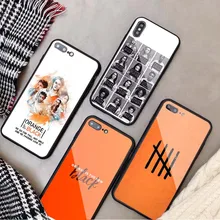 Naranja es la nueva funda de teléfono de vidrio templado negro para iPhone 6 6plus 7 7 plus 8 8plus 5 5S SE X XS X XR XS.