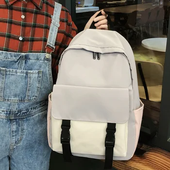 

DIFA New Waterproof nylon panelled Women Backpack Female Double plug buckle Travel bag Schoolbag for Teenage Girls Book Mochilas