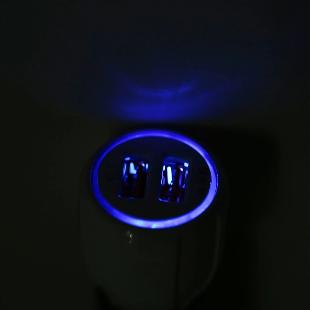 White Car Charger 2 Dual Port QC 3.0 USB Charger Fast Charge Universal For Motorcycle Phone Samsung Xiaomi Huawei Phone Charger 