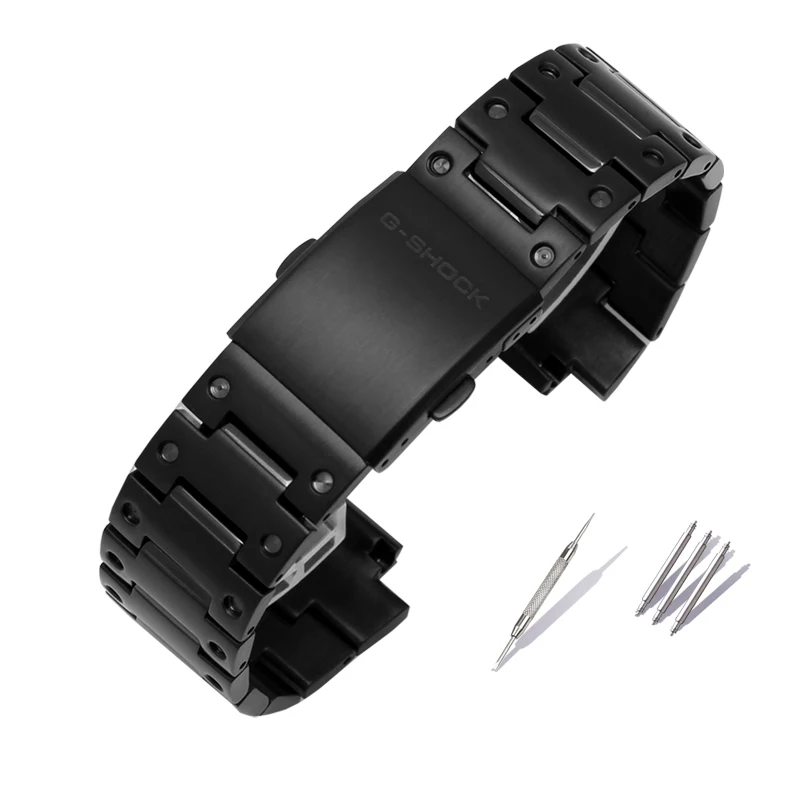 316L ремешок из нержавеющей стали и чехол для Casio DW5600 GW-5000 5035 GW-M5610 металлический ремешок стальной ремень инструменты РЕЛИЗ РЕМЕНЬ SIKAI - Цвет: Black band