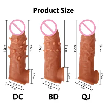 Penis Extender Sleeve For Penis Linen Nozzle Sex Toys For Men Condoms With Spikes Penise Enlargement Extension Goods Adults 18+ 2