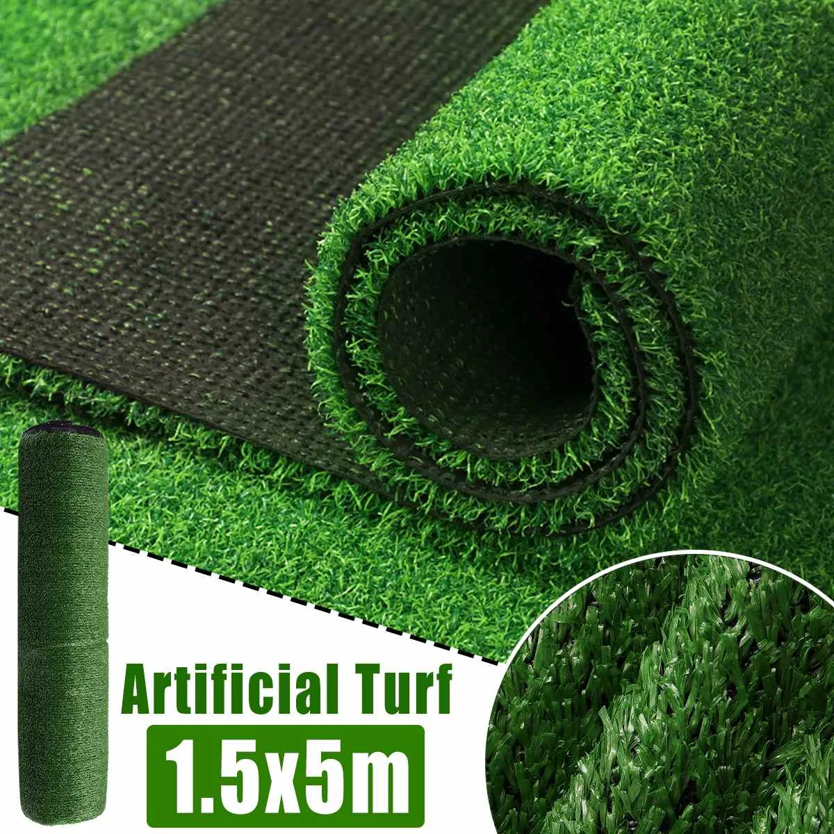 

5M Artificial Synthetic Fake Grass Turf Plastic Green Plant Lawn Garden Decor durable no pollution