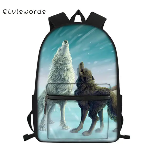 CDWX3780Z58 ELVISWORDS модный детский Школьный брезентовый Рюкзак "Fantasy Wolf" с животным узором для студентов, школьные сумки для книг, детские дорожные рюкзаки - Цвет: CDWX3780Z58