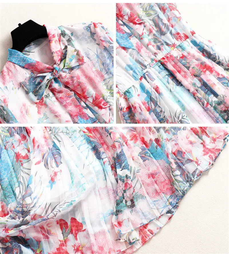 Женское Плиссированное шифоновое платье Элегантное летнее до середины икры с