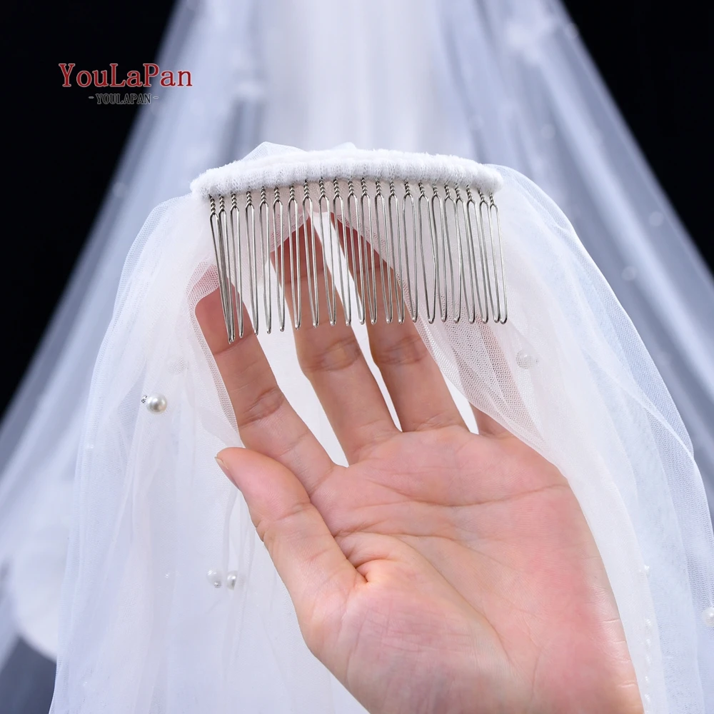 YouLaPan V05 Wedding Veil for Bridal Scattered Pearls Marries 5 Meters Bridal Veil Cathedral Wedding bridal veil